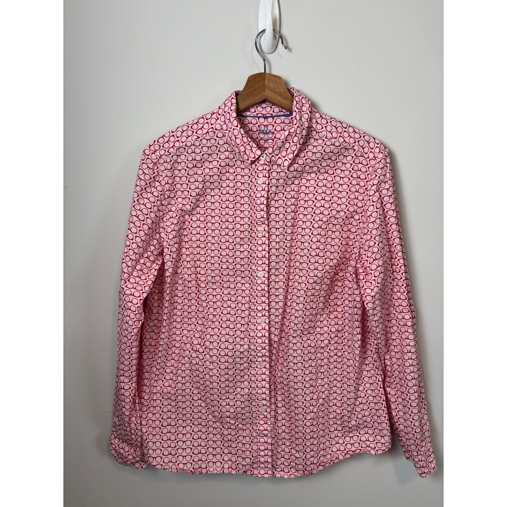 Boden The Classic Shirt Red White Eyeglasses Print Cotton Button Down US 12R - Picture 3 of 9